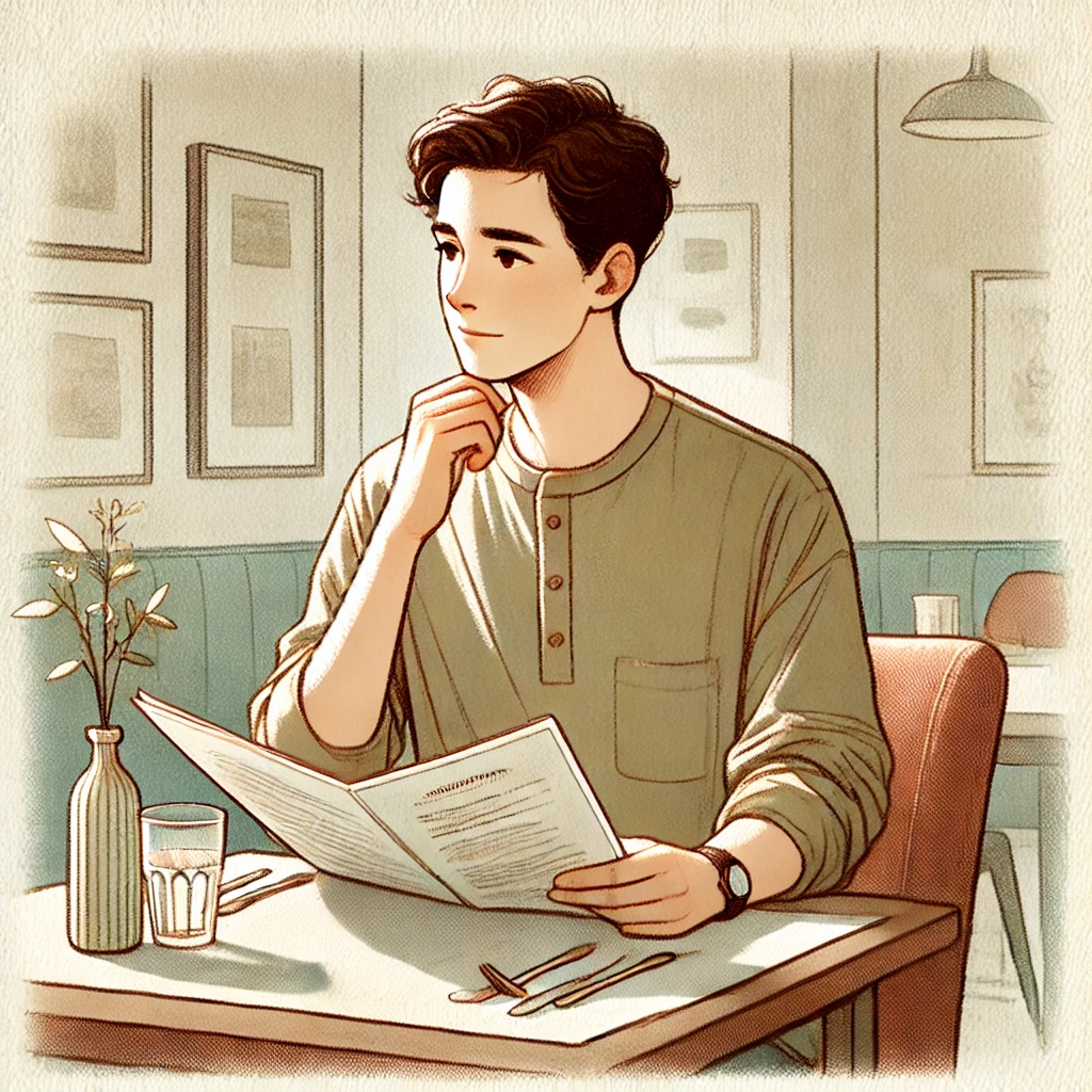 Person Looking at a restaurant Menu